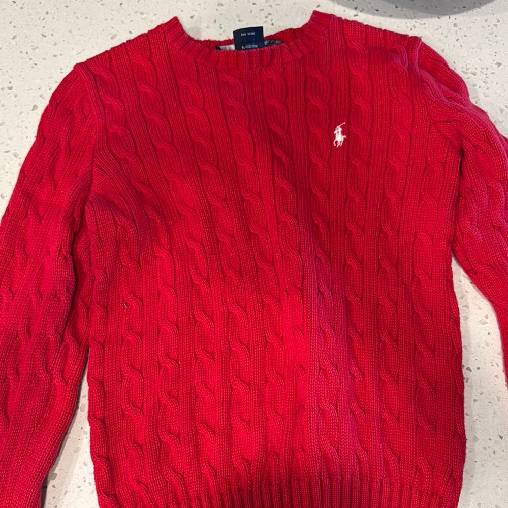 Polo by Ralph Lauren Red Cable Knit Sweater